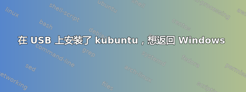 在 USB 上安装了 kubuntu，想返回 Windows