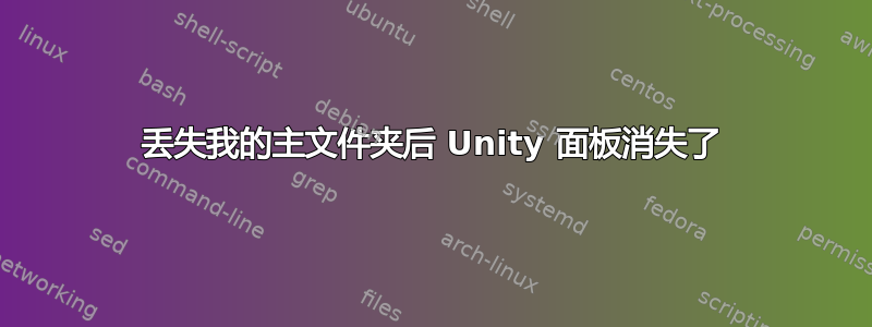 丢失我的主文件夹后 Unity 面板消失了