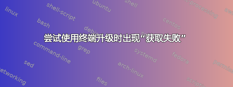 尝试使用终端升级时出现“获取失败”