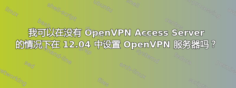 我可以在没有 OpenVPN Access Server 的情况下在 12.04 中设置 OpenVPN 服务器吗？