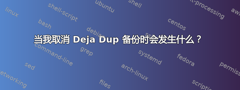 当我取消 Deja Dup 备份时会发生什么？