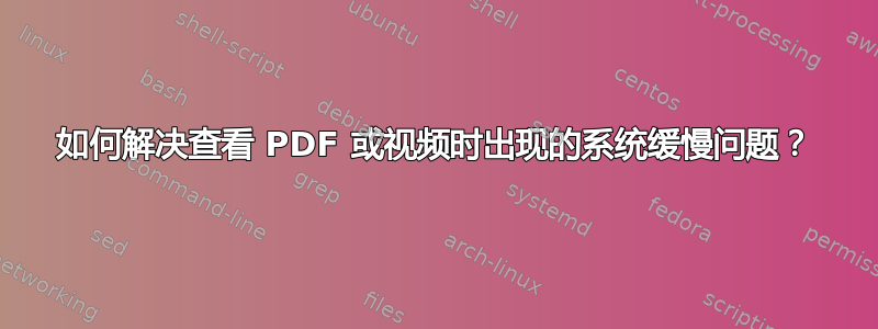 如何解决查看 PDF 或视频时出现的系统缓慢问题？