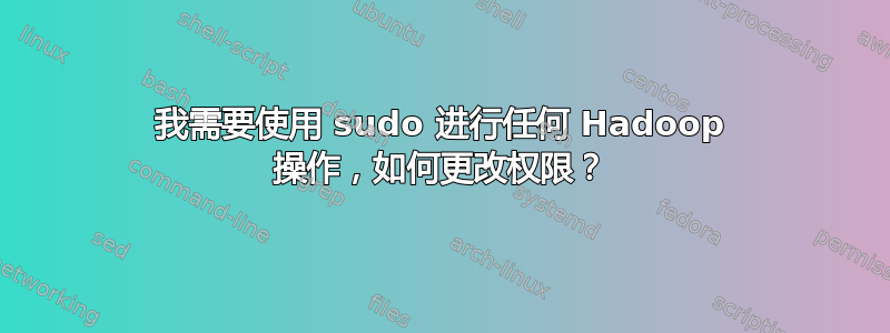 我需要使用 sudo 进行任何 Hadoop 操作，如何更改权限？