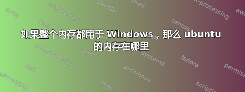 如果整个内存都用于 Windows，那么 ubuntu 的内存在哪里