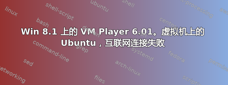 Win 8.1 上的 VM Player 6.01。虚拟机上的 Ubuntu，互联网连接失败