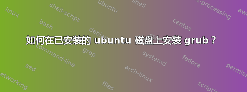 如何在已安装的 ubuntu 磁盘上安装 grub？