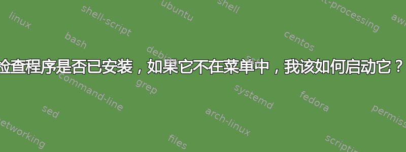 检查程序是否已安装，如果它不在菜单中，我该如何启动它？