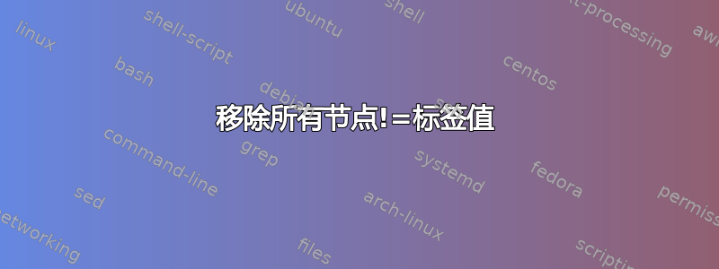 移除所有节点!=标签值