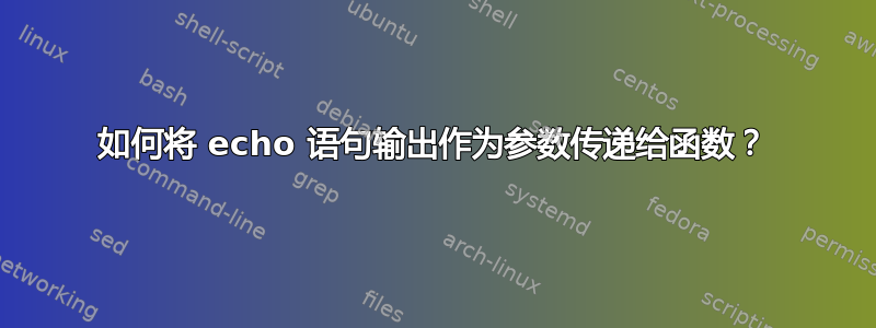 如何将 echo 语句输出作为参数传递给函数？