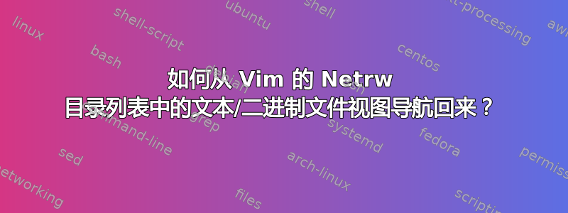 如何从 Vim 的 Netrw 目录列表中的文本/二进制文件视图导航回来？