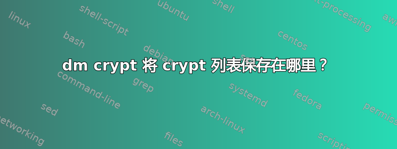 dm crypt 将 crypt 列表保存在哪里？