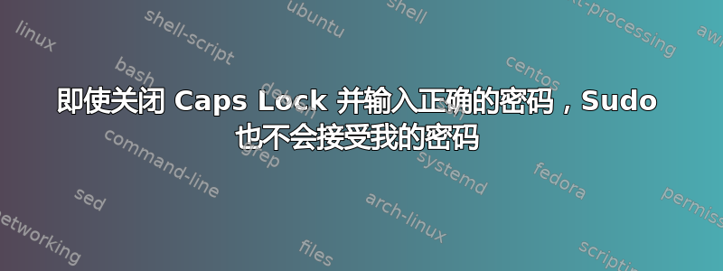 即使关闭 Caps Lock 并输入正确的密码，Sudo 也不会接受我的密码