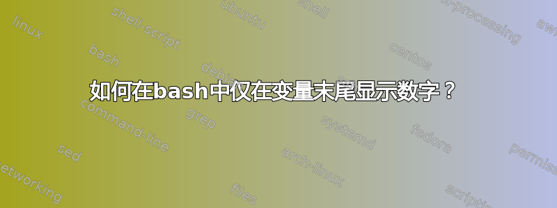 如何在bash中仅在变量末尾显示数字？