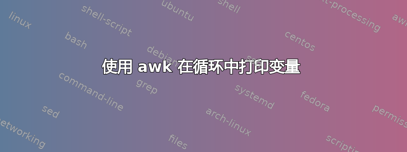 使用 awk 在循环中打印变量