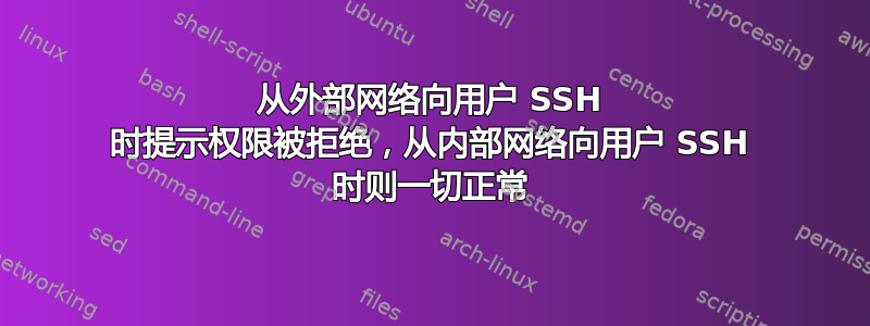 从外部网络向用户 SSH 时提示权限被拒绝，从内部网络向用户 SSH 时则一切正常