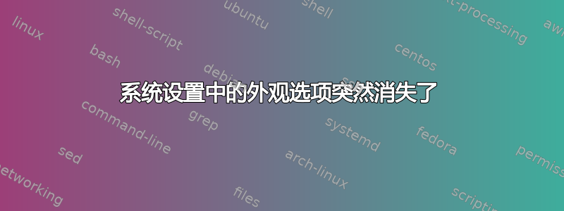 系统设置中的外观选项突然消失了