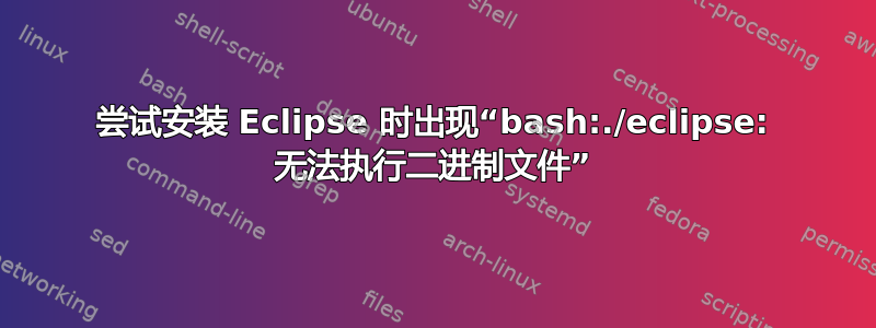 尝试安装 Eclipse 时出现“bash:./eclipse: 无法执行二进制文件”