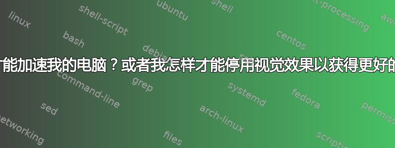 我怎样才能加速我的电脑？或者我怎样才能停用视觉效果以获得更好的性能？