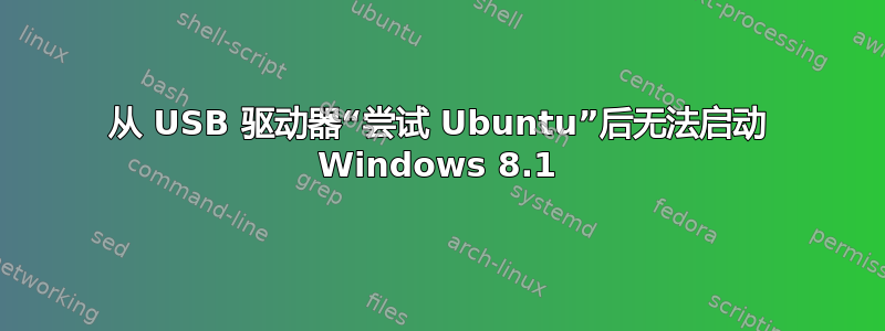 从 USB 驱动器“尝试 Ubuntu”后无法启动 Windows 8.1