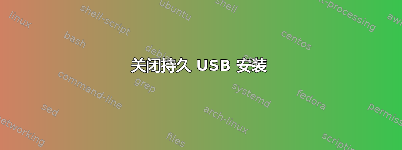 关闭持久 USB 安装