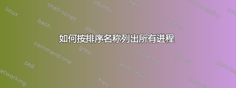 如何按排序名称列出所有进程