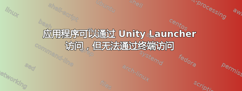 应用程序可以通过 Unity Launcher 访问，但无法通过终端访问