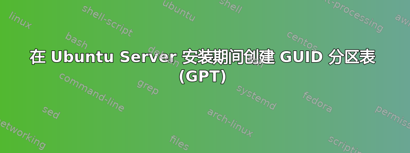 在 Ubuntu Server 安装期间创建 GUID 分区表 (GPT)