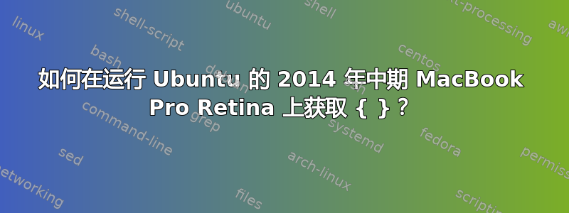 如何在运行 Ubuntu 的 2014 年中期 MacBook Pro Retina 上获取 { }？