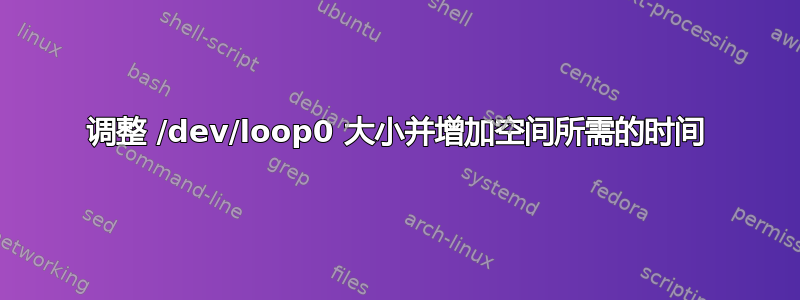 调整 /dev/loop0 大小并增加空间所需的时间