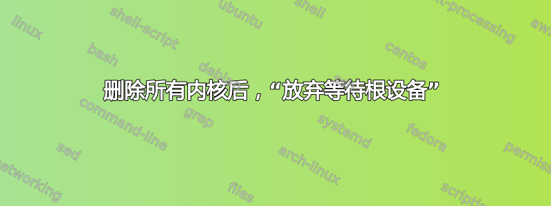 删除所有内核后，“放弃等待根设备”