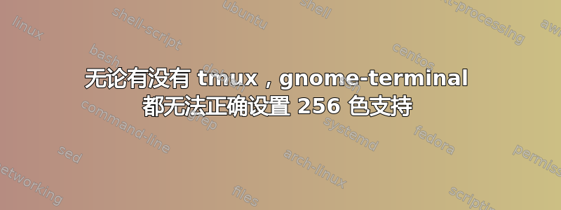 无论有没有 tmux，gnome-terminal 都无法正确设置 256 色支持