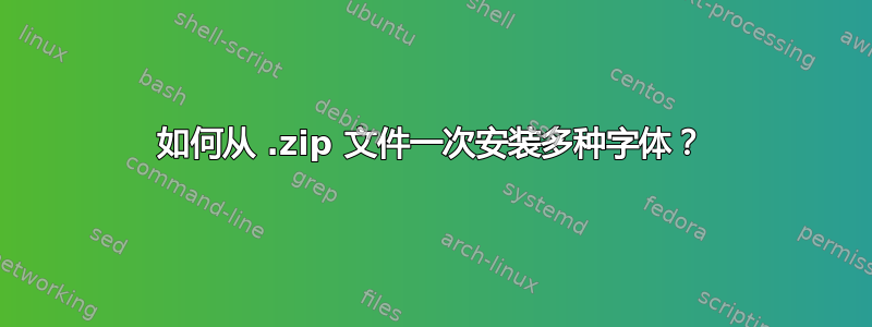 如何从 .zip 文件一次安装多种字体？