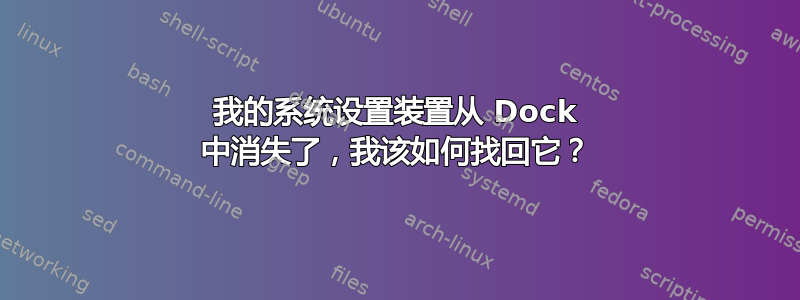 我的系统设置装置从 Dock 中消失了，我该如何找回它？