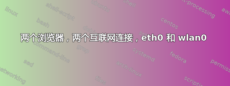 两个浏览器，两个互联网连接，eth0 和 wlan0