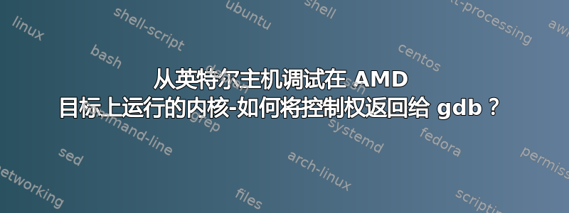 从英特尔主机调试在 AMD 目标上运行的内核-如何将控制权返回给 gdb？