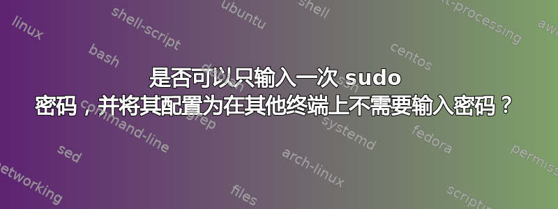 是否可以只输入一次 sudo 密码，并将其配置为在其他终端上不需要输入密码？