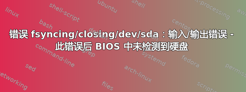 错误 fsyncing/closing/dev/sda：输入/输出错误 - 此错误后 BIOS 中未检测到硬盘