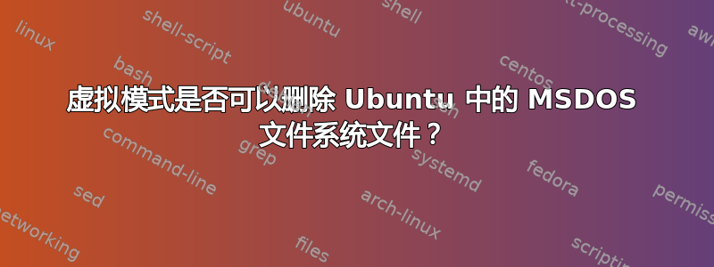 虚拟模式是否可以删除 Ubuntu 中的 MSDOS 文件系统文件？