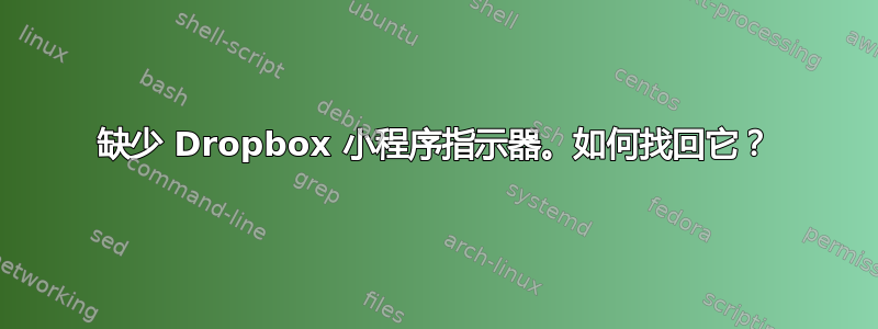 缺少 Dropbox 小程序指示器。如何找回它？