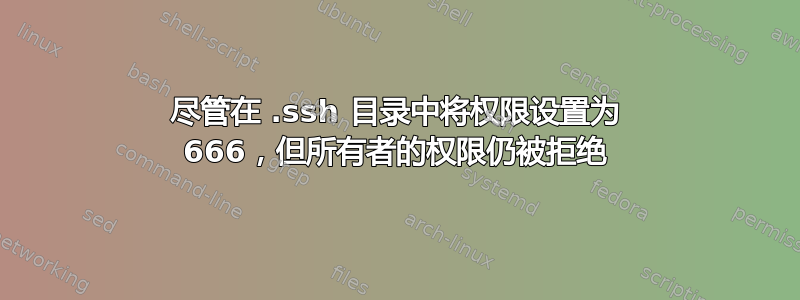 尽管在 .ssh 目录中将权限设置为 666，但所有者的权限仍被拒绝