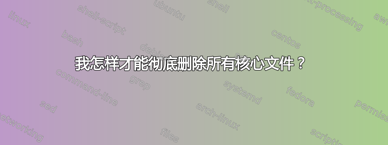 我怎样才能彻底删除所有核心文件？