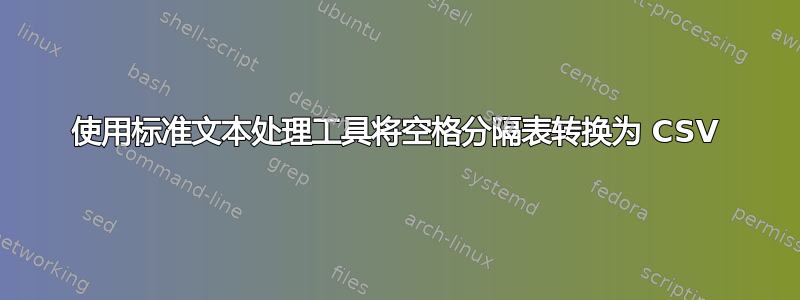 使用标准文本处理工具将空格分隔表转换为 CSV