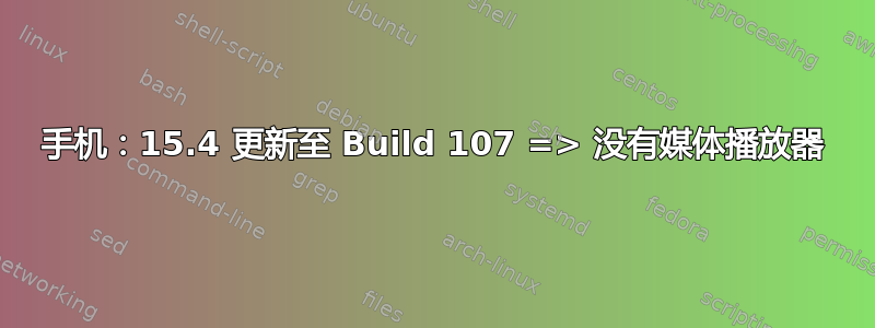 手机：15.4 更新至 Build 107 => 没有媒体播放器