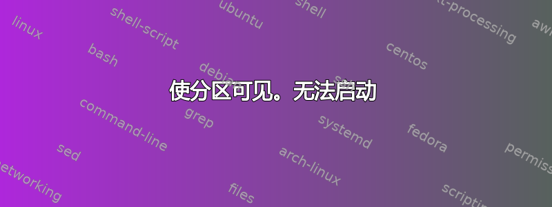 使分区可见。无法启动