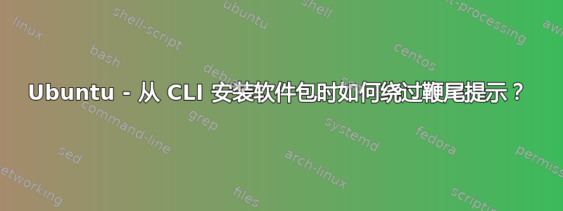 Ubuntu - 从 CLI 安装软件包时如何绕过鞭尾提示？