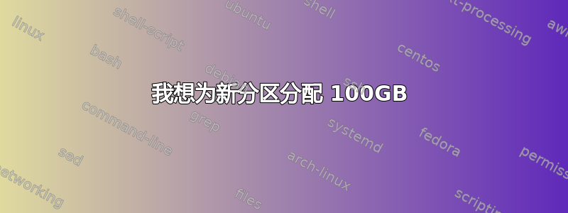 我想为新分区分配 100GB