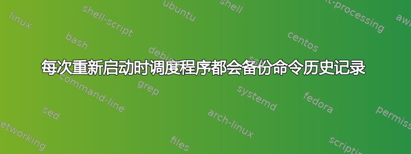 每次重新启动时调度程序都会备份命令历史记录