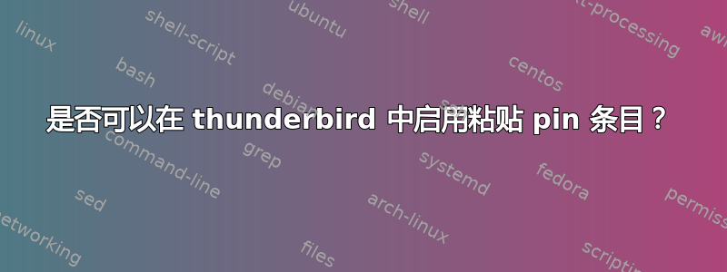 是否可以在 thunderbird 中启用粘贴 pin 条目？