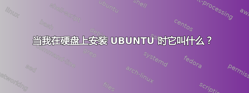 当我在硬盘上安装 UBUNTU 时它叫什么？