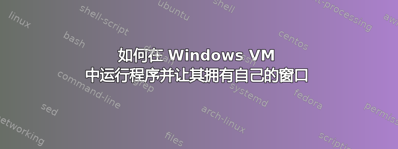 如何在 Windows VM 中运行程序并让其拥有自己的窗口